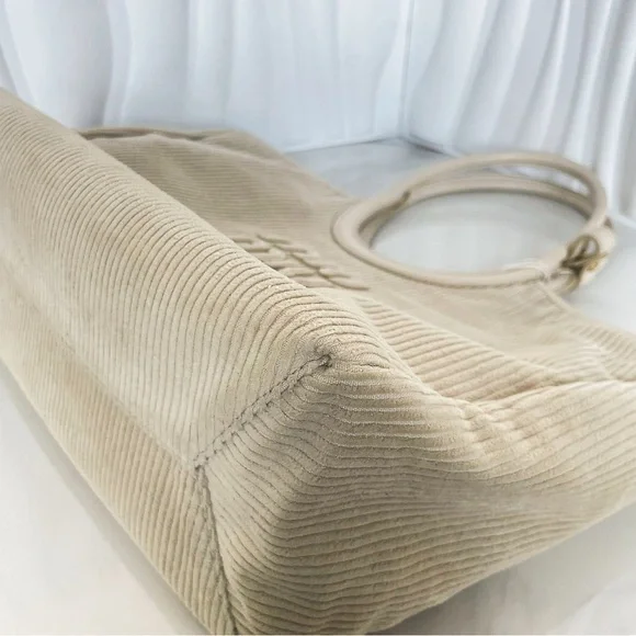 Miu Miu Beige Corduroy Top Handle Tote Bag - Picture 9 of 12